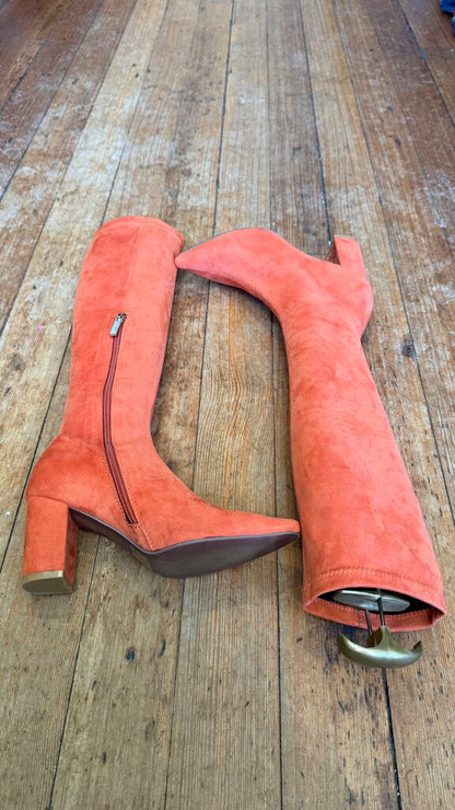 Faux Suede Orange Boots