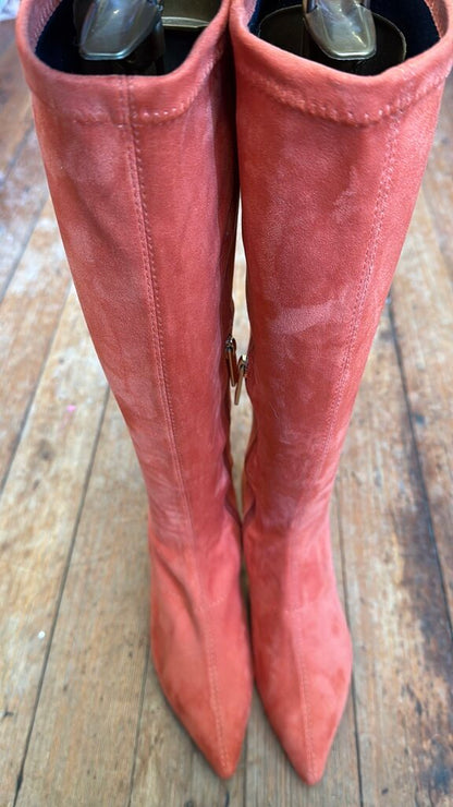 Faux Suede Orange Boots