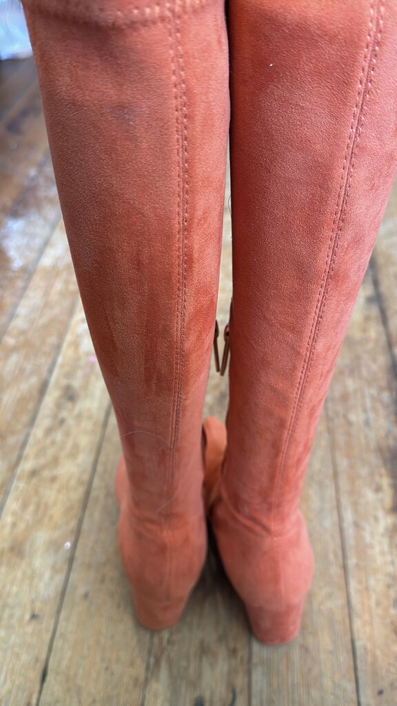 Faux Suede Orange Boots