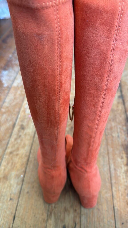 Faux Suede Orange Boots