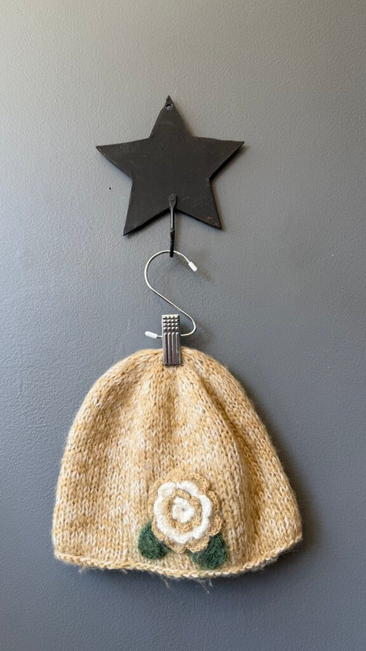Flower Knit Beanie Hat