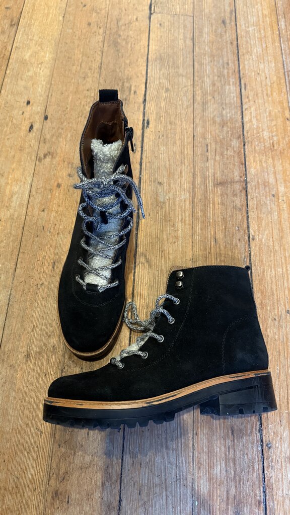 Lace Up Shearling Tongue Boots