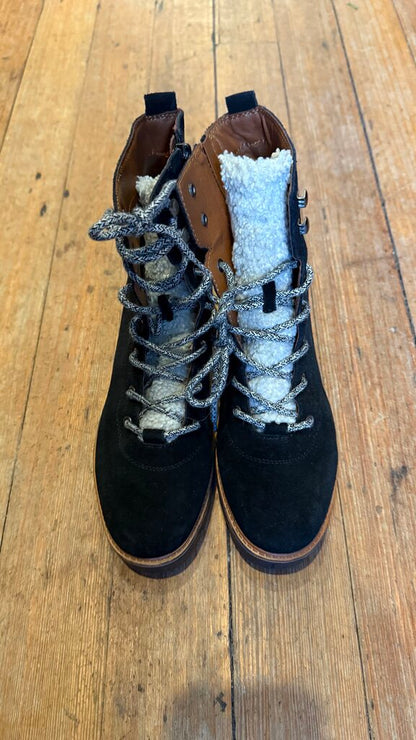 Lace Up Shearling Tongue Boots