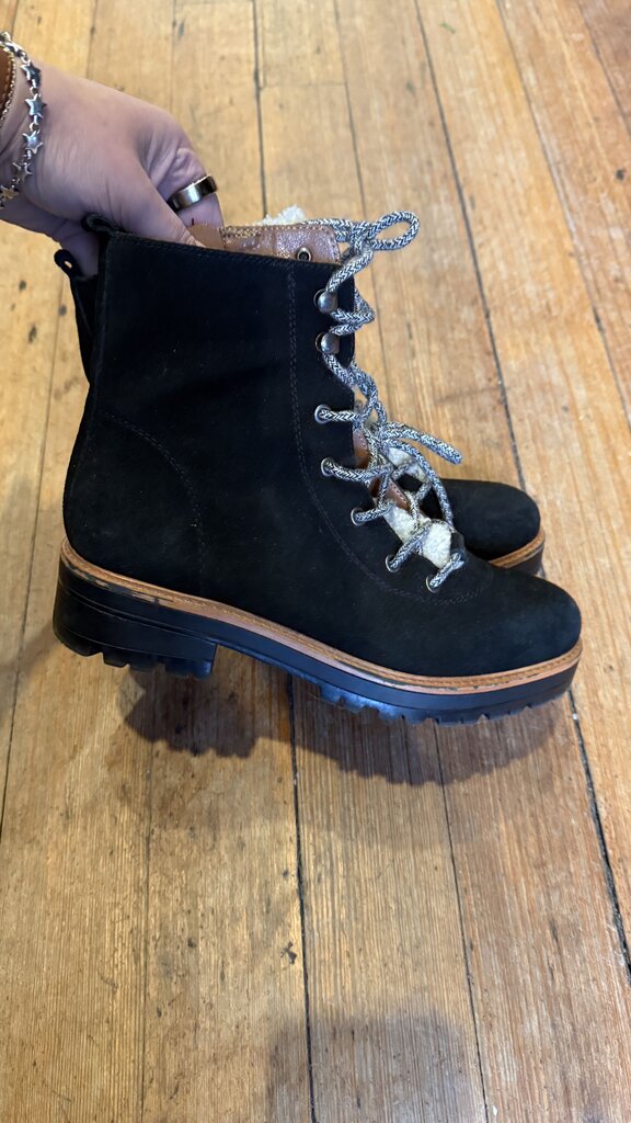 Lace Up Shearling Tongue Boots