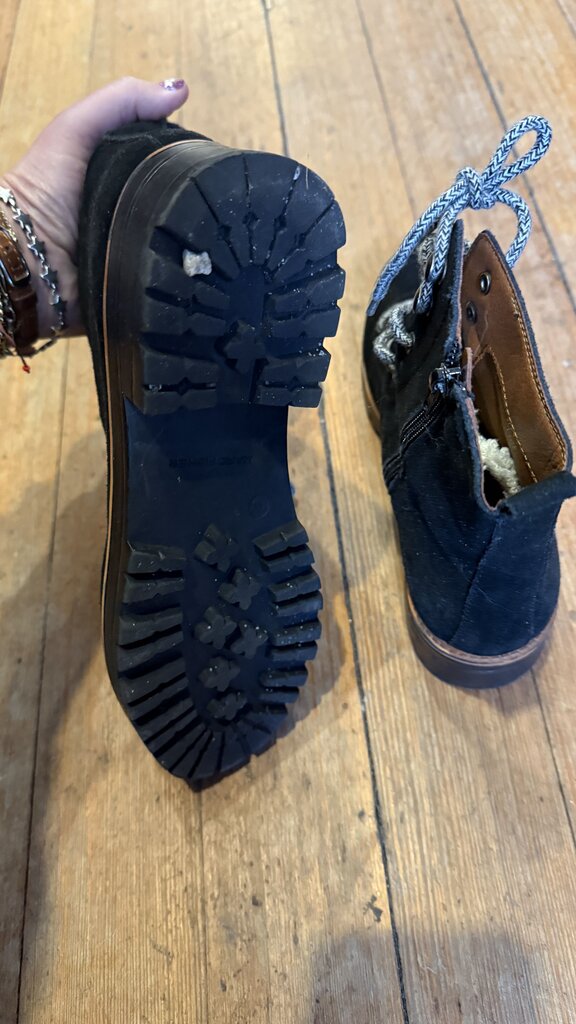 Lace Up Shearling Tongue Boots