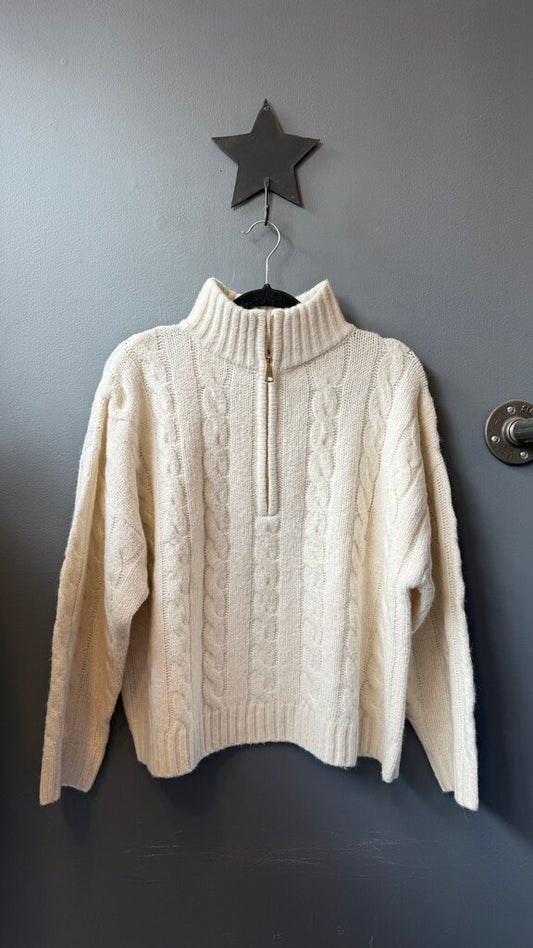 Cableknit Zip Up Sweater