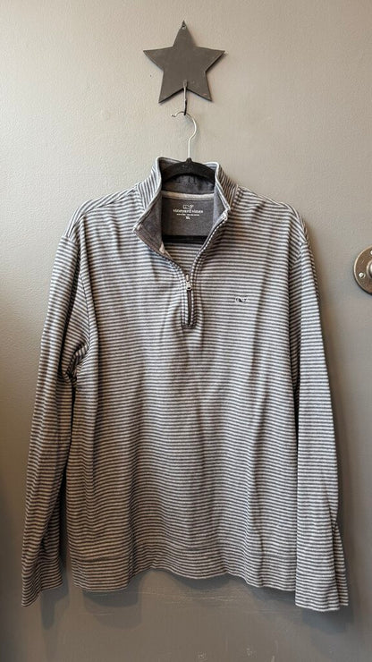 Stripe Knit 1/4 Zip Pullover