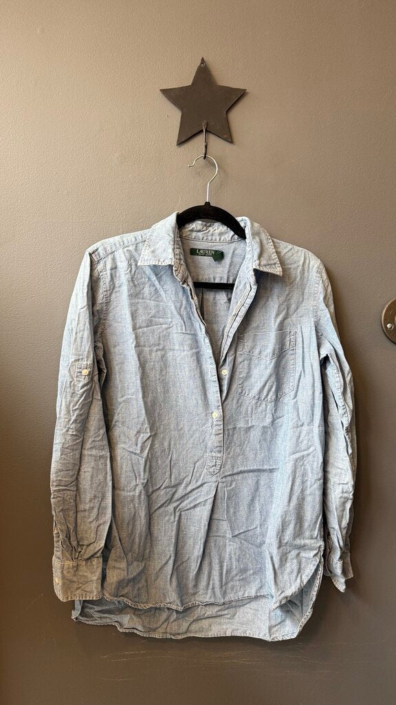 Popover Chambray Blouse