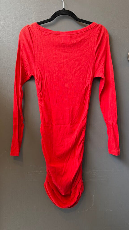 Ribbed Ruched Longsleeve Tshirt Dress