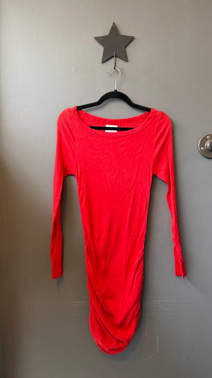 Ribbed Ruched Longsleeve Tshirt Dress