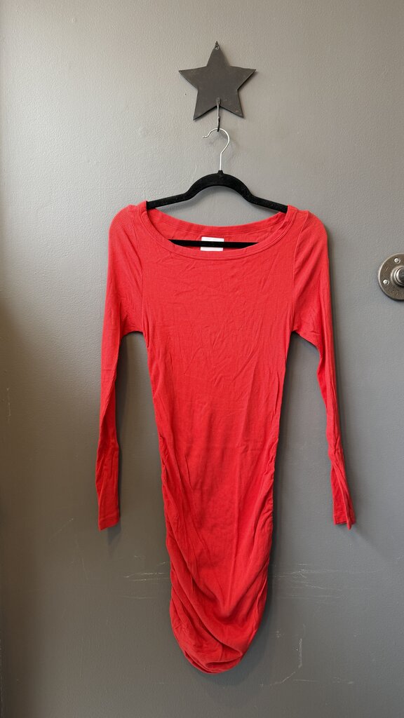 Ribbed Ruched Longsleeve Tshirt Dress