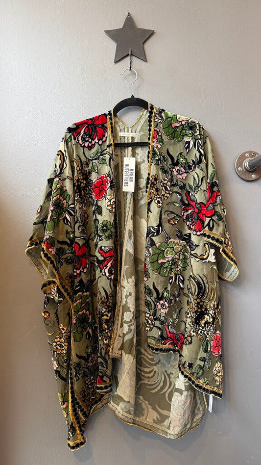 Burnout Velvet Kimono Poncho