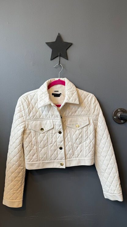 Faux Leather Quilted Crop Jacket