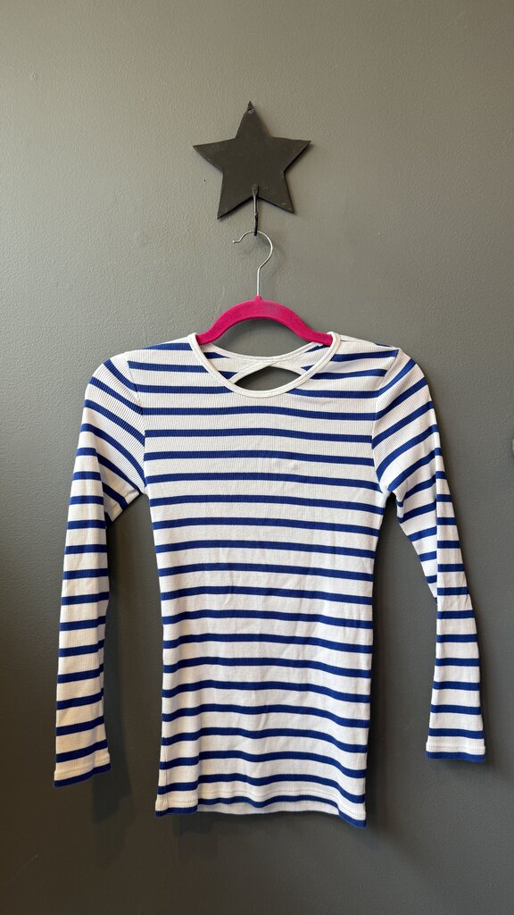 Ribbed Stripe Keyhole TShirt