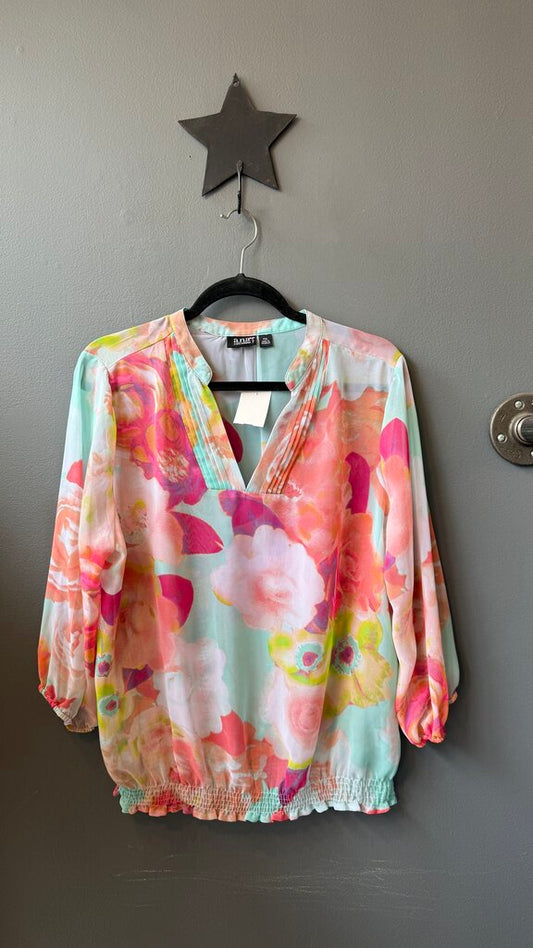 Petite Sheer Watercolor Blouse