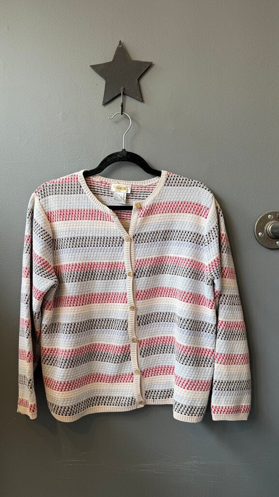 Stripe Woven Cardigan Sweater