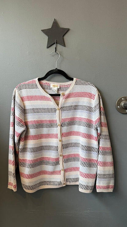 Stripe Woven Cardigan Sweater