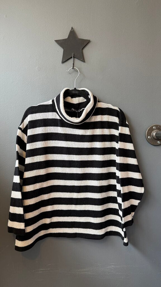 Stripe Boxy Turtleneck Sweater