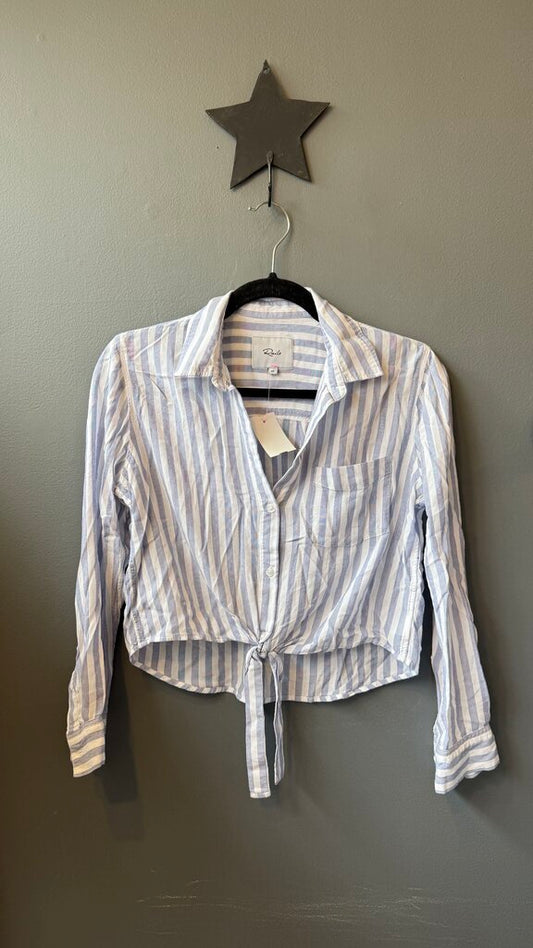 Stripe Waist Tie Button Up Shirt
