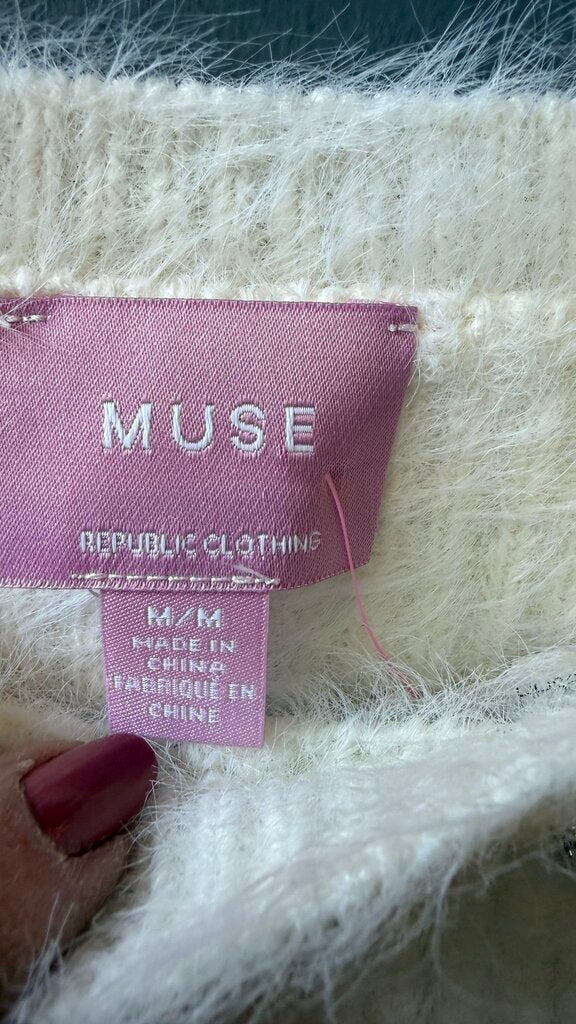 Rhinestone Eyelash Short Sleeve Sweater