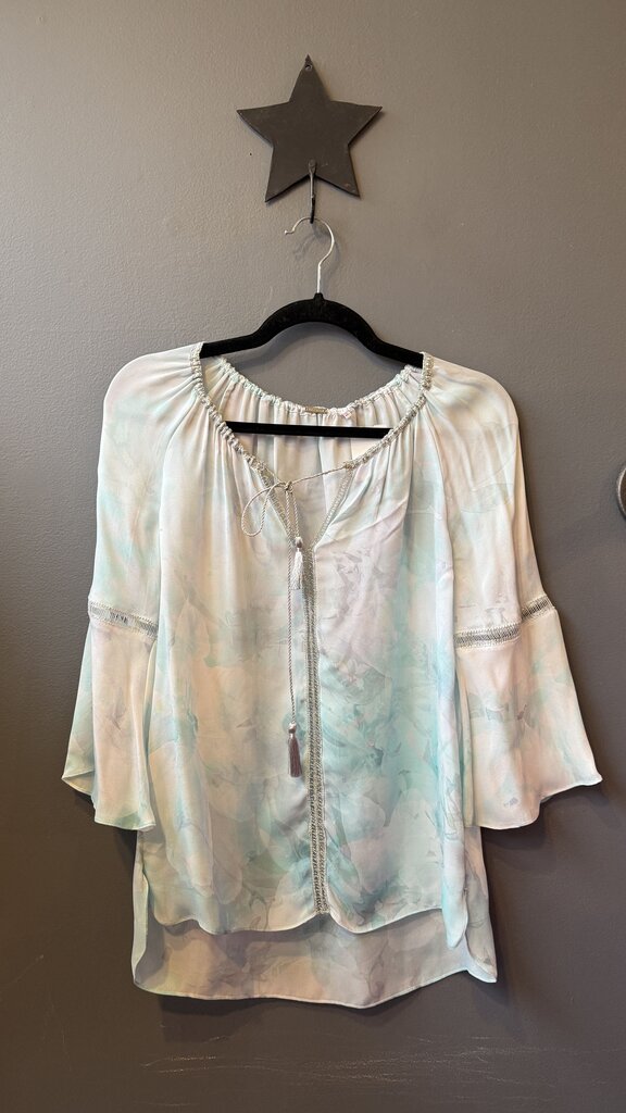 Silk Watercolor Tassel Blouse