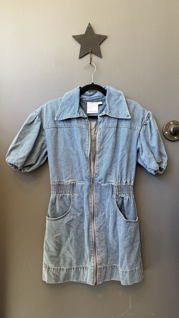 Zip Up Denim Mini Dress