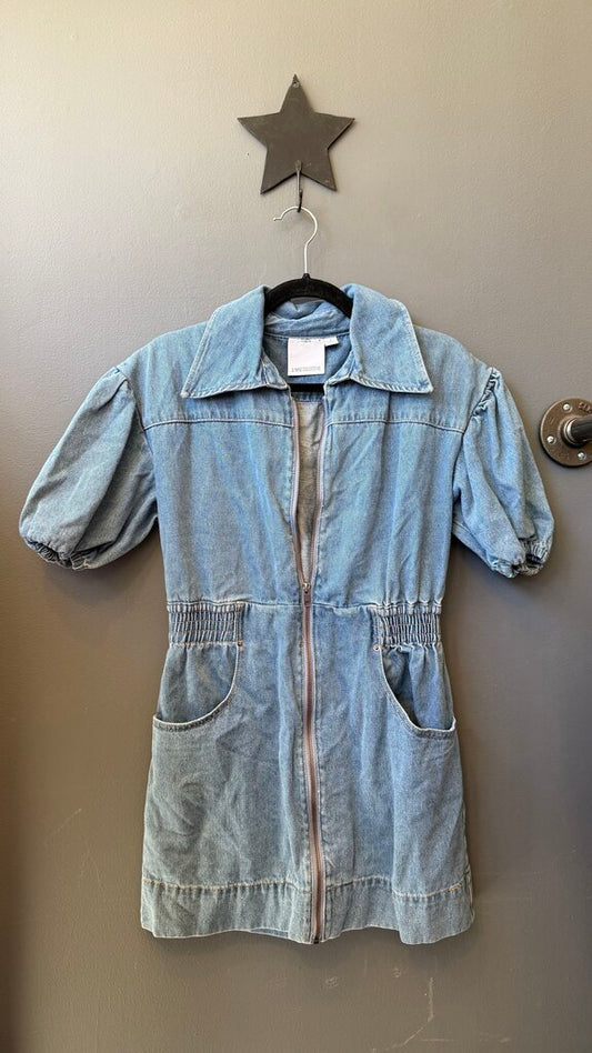 Zip Up Denim Mini Dress