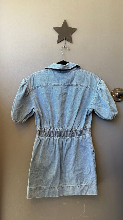 Zip Up Denim Mini Dress