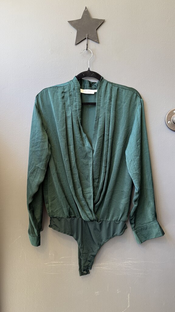 Satin Faux Wrap Bodysuit