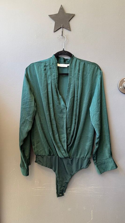 Satin Faux Wrap Bodysuit