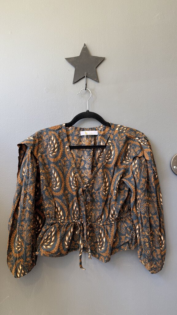 Blockprint Bow Front Blouse