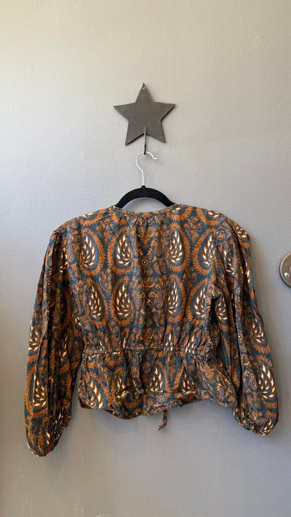 Blockprint Bow Front Blouse