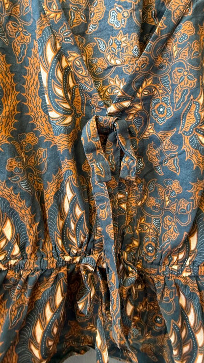 Blockprint Bow Front Blouse