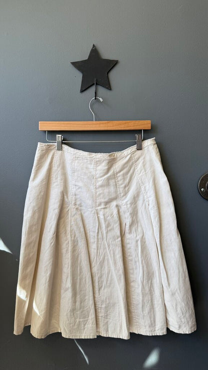 Pleated Canvas Midi Skirt