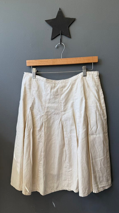 Pleated Canvas Midi Skirt