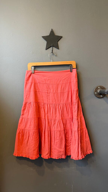 Cotton Tiered Midi Skirt