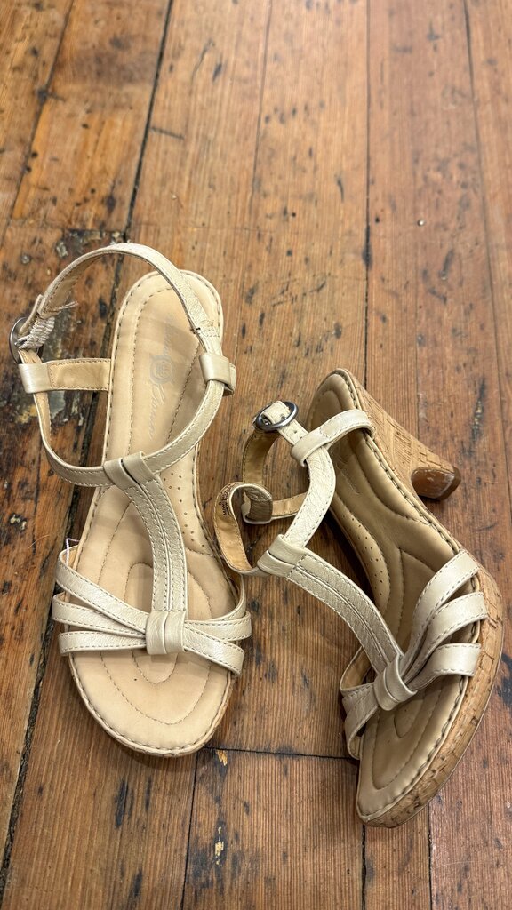 Cork Strappy Wedges