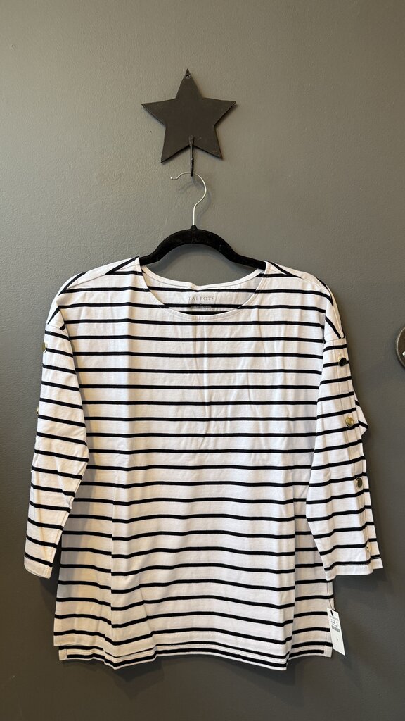 Button Sleeve Stripe TShirt