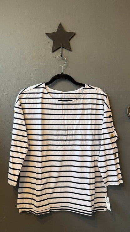 Button Sleeve Stripe TShirt