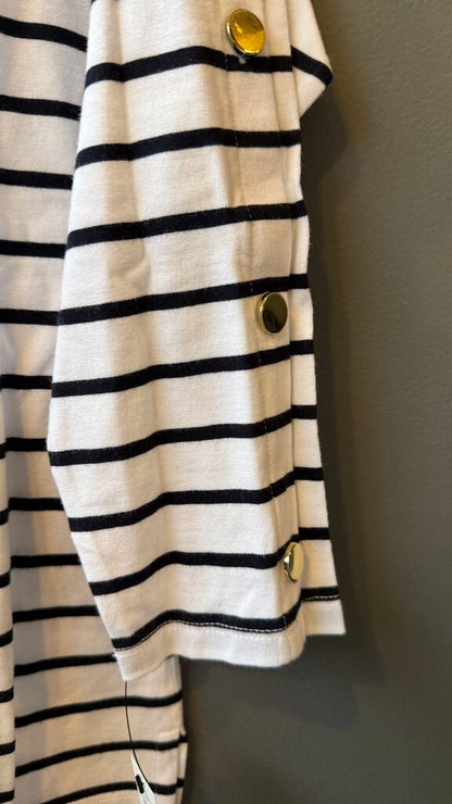 Button Sleeve Stripe TShirt