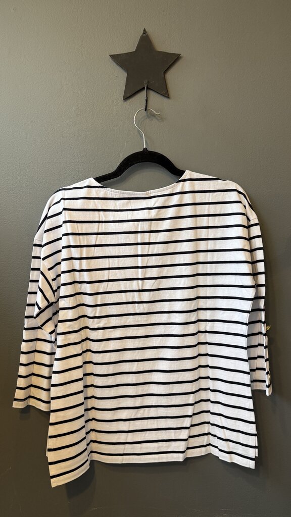 Button Sleeve Stripe TShirt