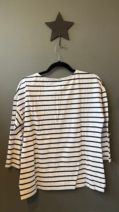Button Sleeve Stripe TShirt