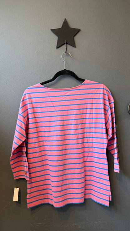 Button Sleeve Stripe TShirt