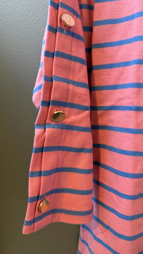 Button Sleeve Stripe TShirt