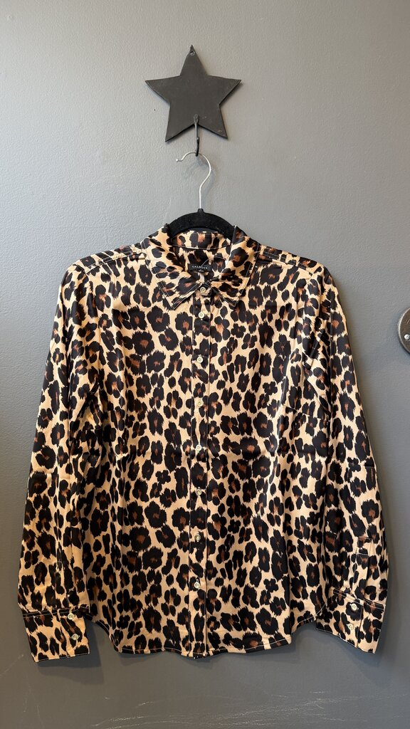 Satin Leopard Button Up Blouse