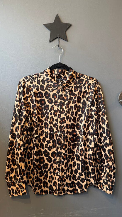 Satin Leopard Button Up Blouse