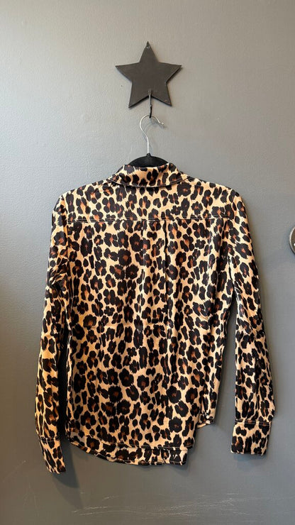Satin Leopard Button Up Blouse