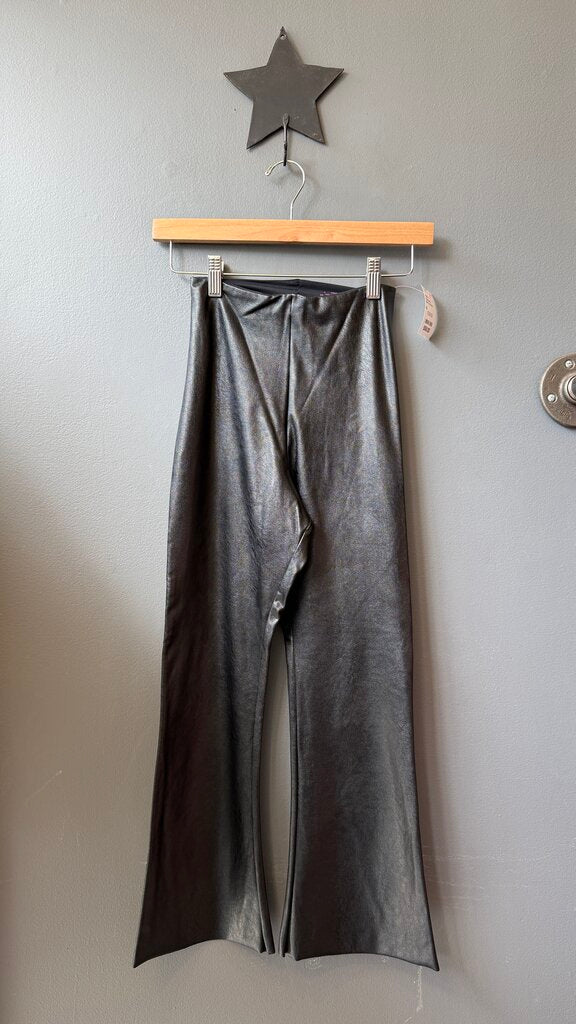 Kick Crop Faux Leather Pull On Pants