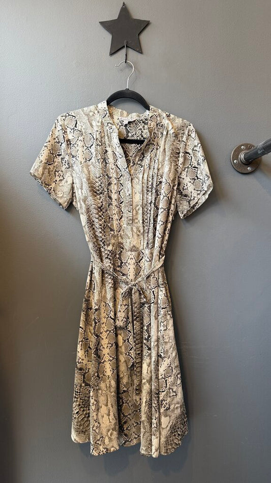 Snake Print Belted Shirtdress