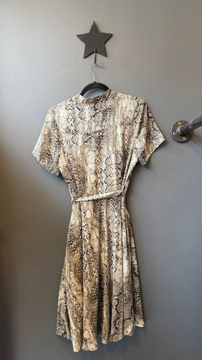 Snake Print Belted Shirtdress